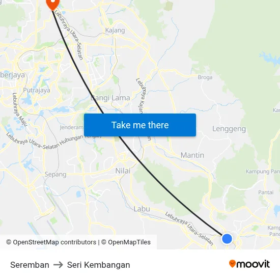 Seremban to Seri Kembangan map