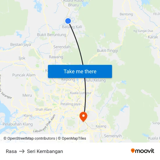 Rasa to Seri Kembangan map