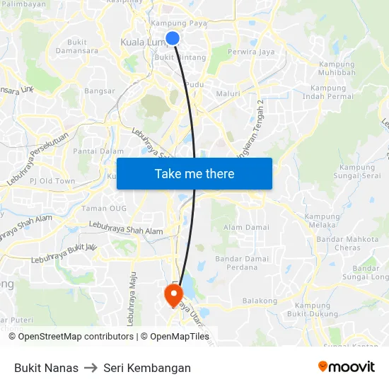 Bukit Nanas to Seri Kembangan map