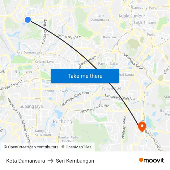 Kota Damansara to Seri Kembangan map