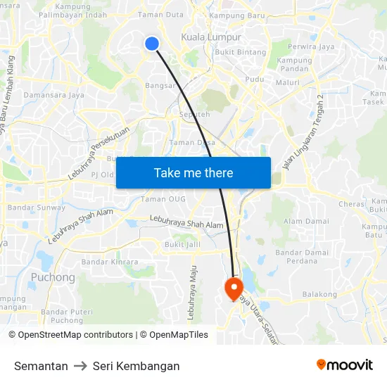 Semantan to Seri Kembangan map