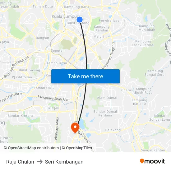 Raja Chulan to Seri Kembangan map