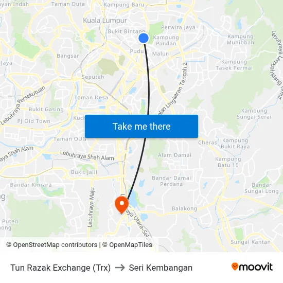 Tun Razak Exchange (Trx) to Seri Kembangan map