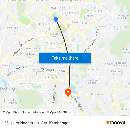 Muzium Negara to Seri Kembangan map