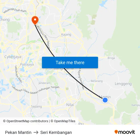 Pekan Mantin to Seri Kembangan map