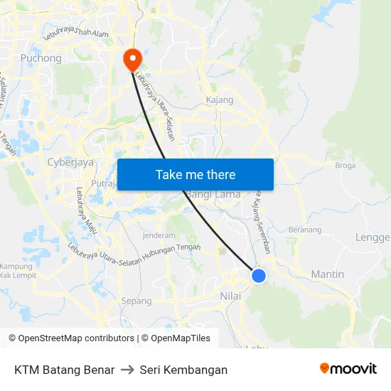 KTM Batang Benar to Seri Kembangan map