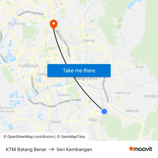 KTM Batang Benar to Seri Kembangan map