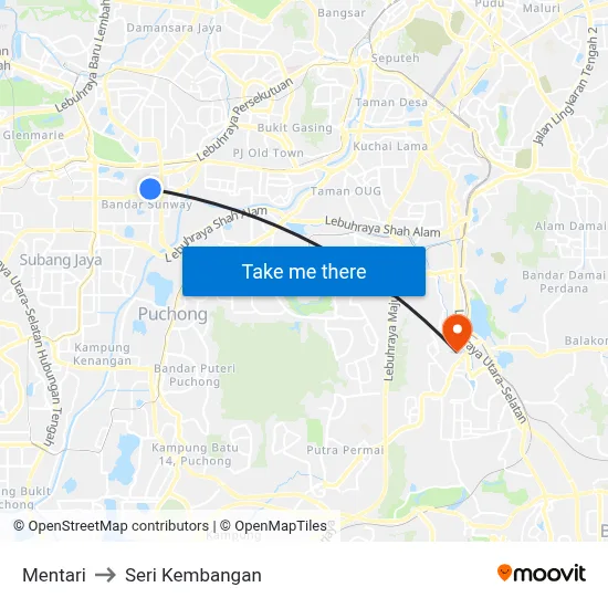Mentari to Seri Kembangan map