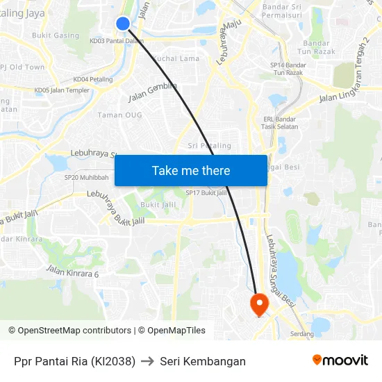 Ppr Pantai Ria (Kl2038) to Seri Kembangan map
