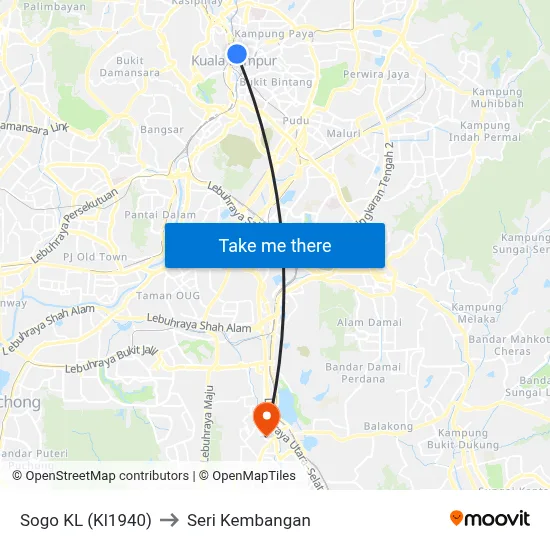 Sogo KL (Kl1940) to Seri Kembangan map