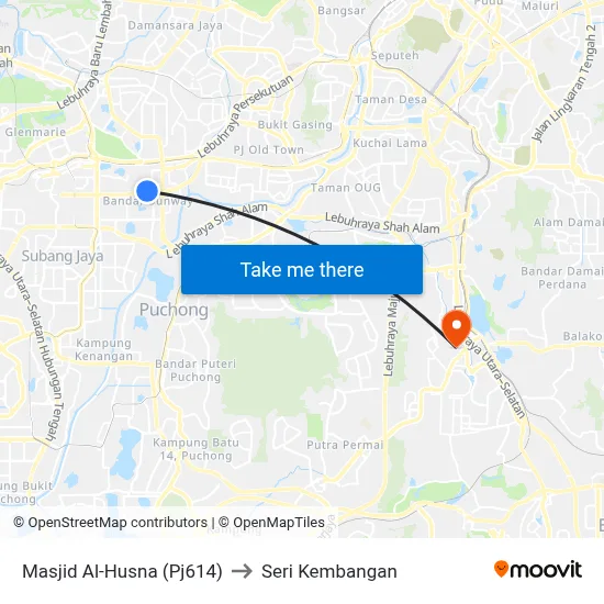 Masjid Al-Husna (Pj614) to Seri Kembangan map