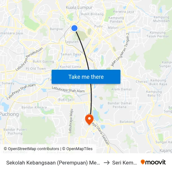 Sekolah Kebangsaan (Perempuan) Methodist 1 & 2 (Kl1082) to Seri Kembangan map