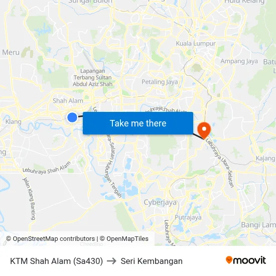 KTM Shah Alam (Sa430) to Seri Kembangan map