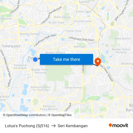 Lotus's Puchong (Sj516) to Seri Kembangan map