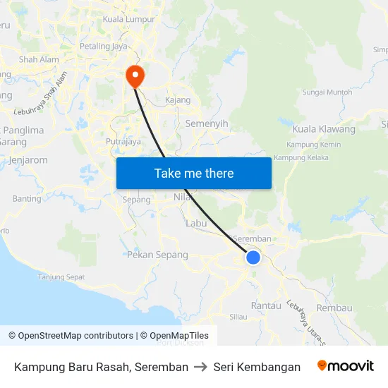 Kampung Baru Rasah, Seremban to Seri Kembangan map