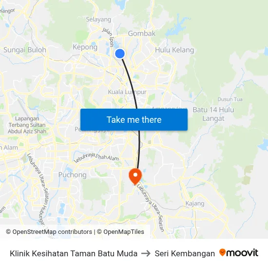 Klinik Kesihatan Taman Batu Muda to Seri Kembangan map