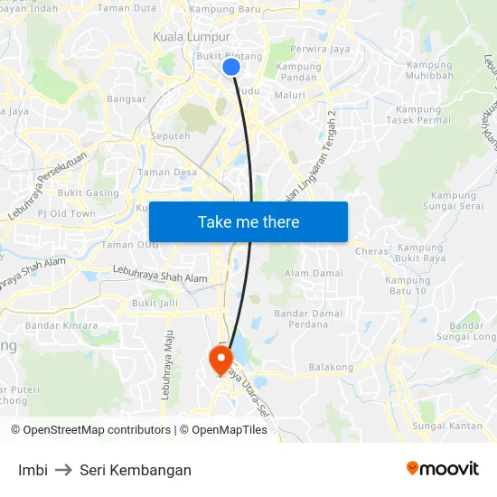 Imbi to Seri Kembangan map