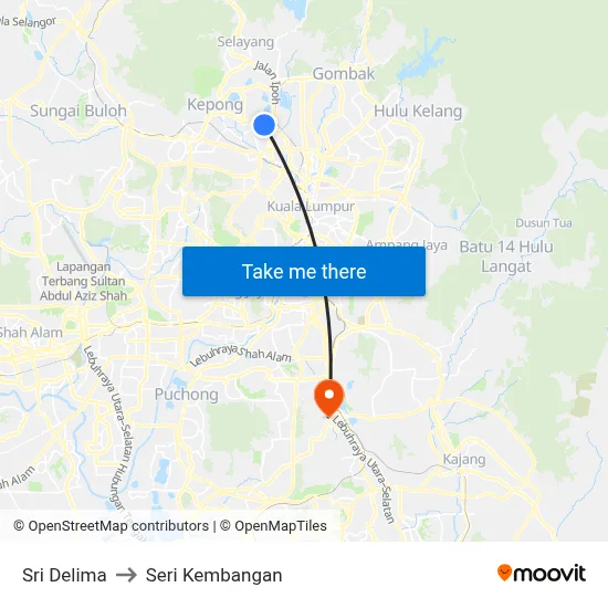 Sri Delima to Seri Kembangan map