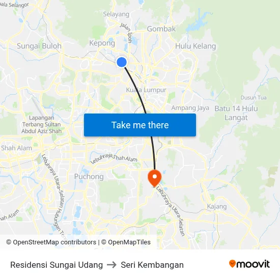 Residensi Sungai Udang to Seri Kembangan map
