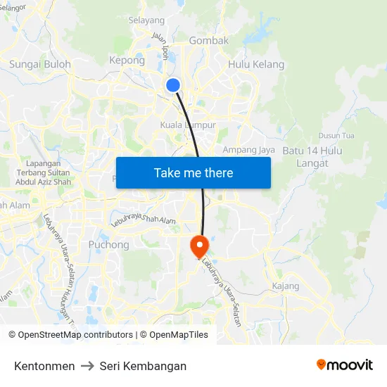 Kentonmen to Seri Kembangan map