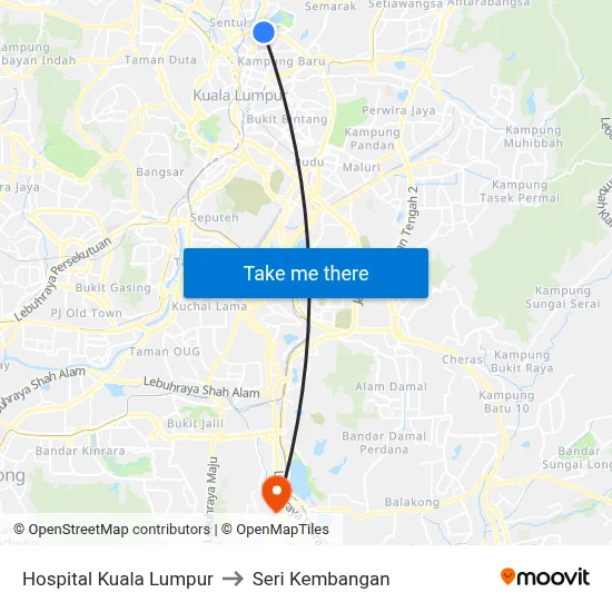 Hospital Kuala Lumpur to Seri Kembangan map