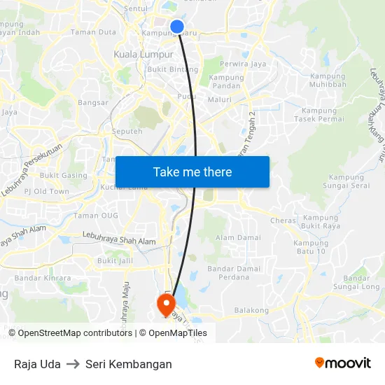 Raja Uda to Seri Kembangan map