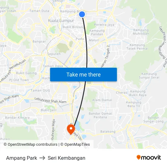 Ampang Park to Seri Kembangan map