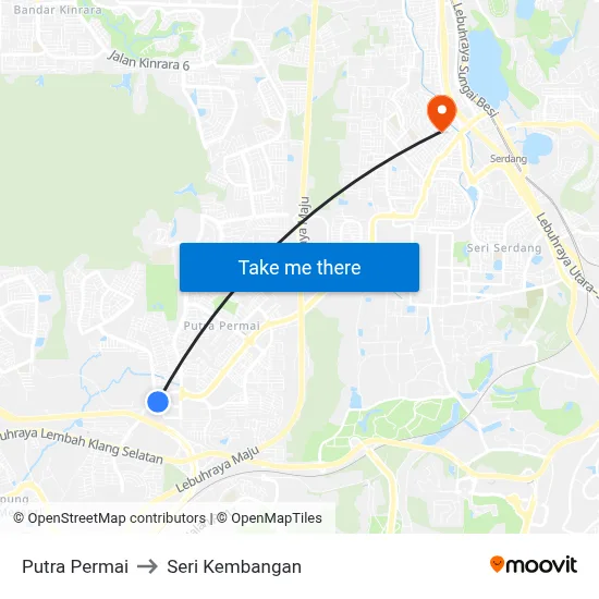 Putra Permai to Seri Kembangan map