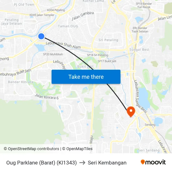 Oug Parklane (Barat) (Kl1343) to Seri Kembangan map