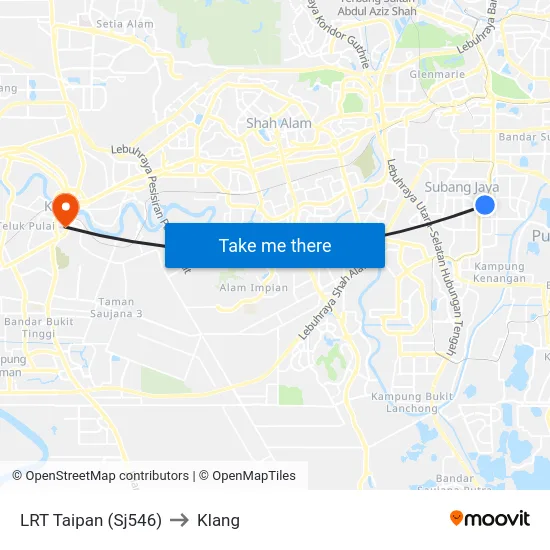 LRT Taipan (Sj546) to Klang map