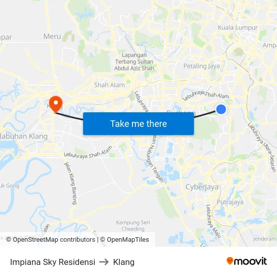 Impiana Sky Residensi to Klang map