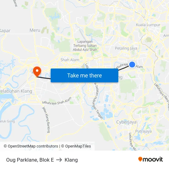 Oug Parklane, Blok E to Klang map