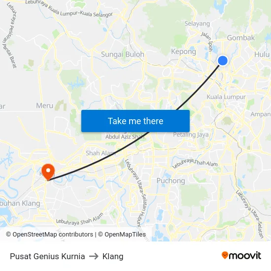 Pusat Genius Kurnia to Klang map