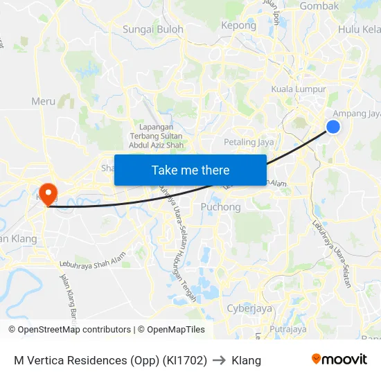 M Vertica Residences (Opp) (Kl1702) to Klang map