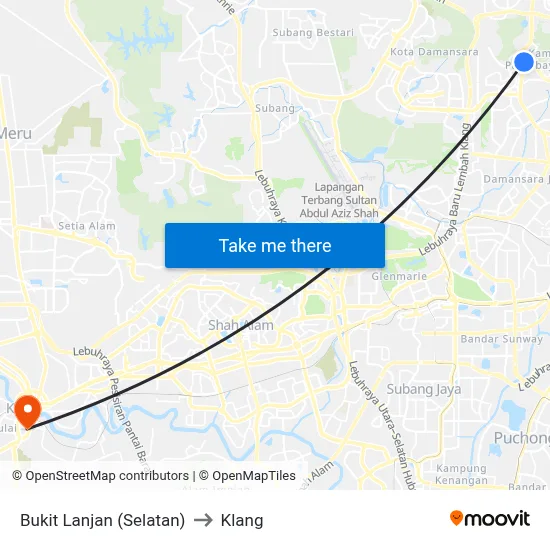Bukit Lanjan (Selatan) to Klang map