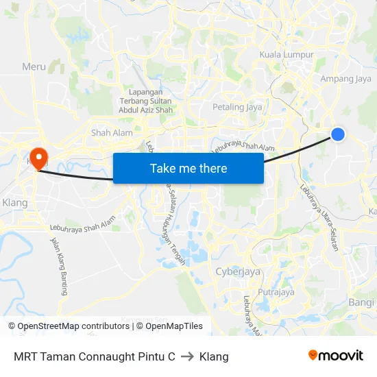 MRT Taman Connaught Pintu C to Klang map