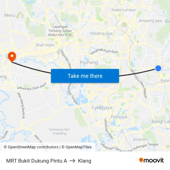 MRT Bukit Dukung Pintu A to Klang map