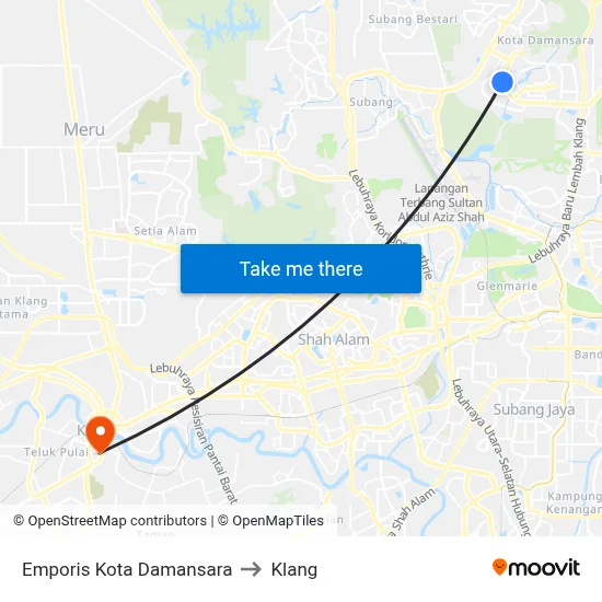 Emporis Kota Damansara to Klang map