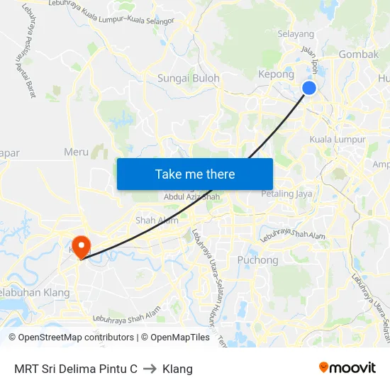 MRT Sri Delima Pintu C to Klang map