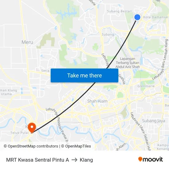 MRT Kwasa Sentral Pintu A to Klang map