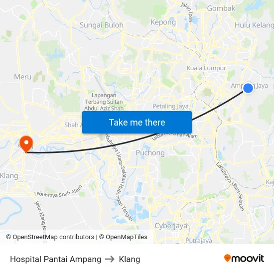 Hospital Pantai Ampang to Klang map