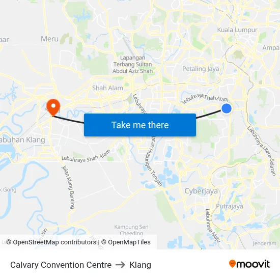 Calvary Convention Centre to Klang map