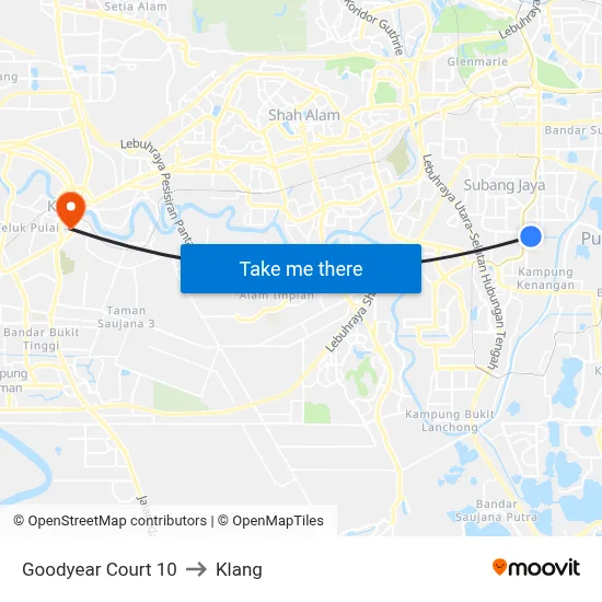 Goodyear Court 10 to Klang map