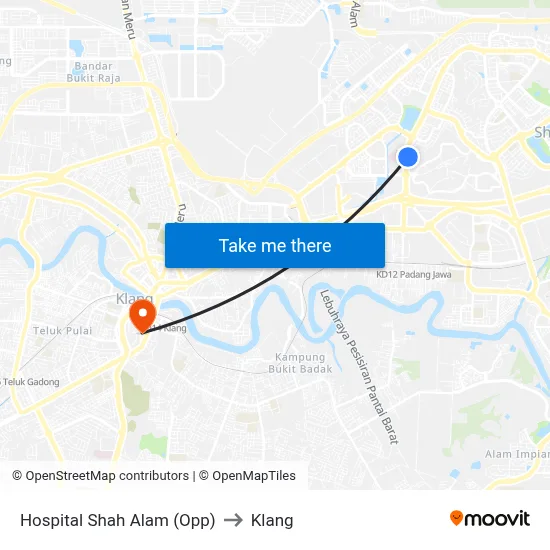Hospital Shah Alam (Opp) to Klang map