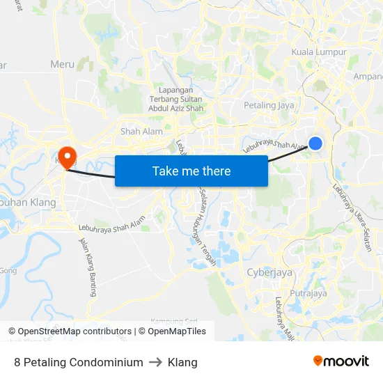 8 Petaling Condominium to Klang map