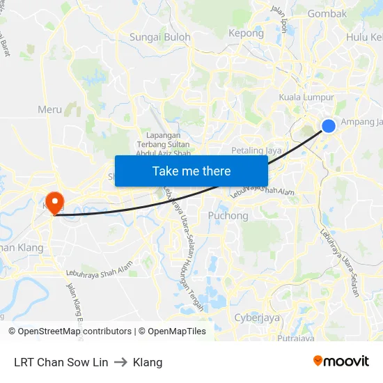 LRT Chan Sow Lin to Klang map