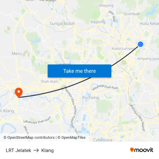 LRT Jelatek to Klang map