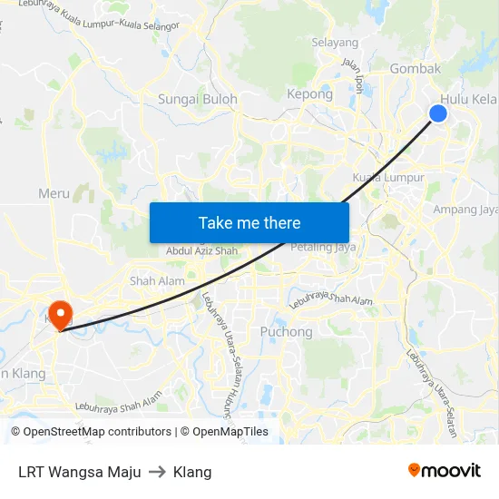 LRT Wangsa Maju to Klang map