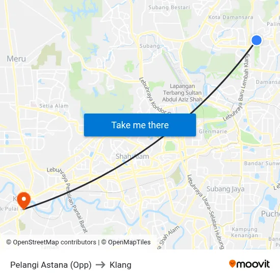 Pelangi Astana (Opp) to Klang map