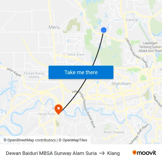 Dewan Baiduri MBSA Sunway Alam Suria to Klang map
